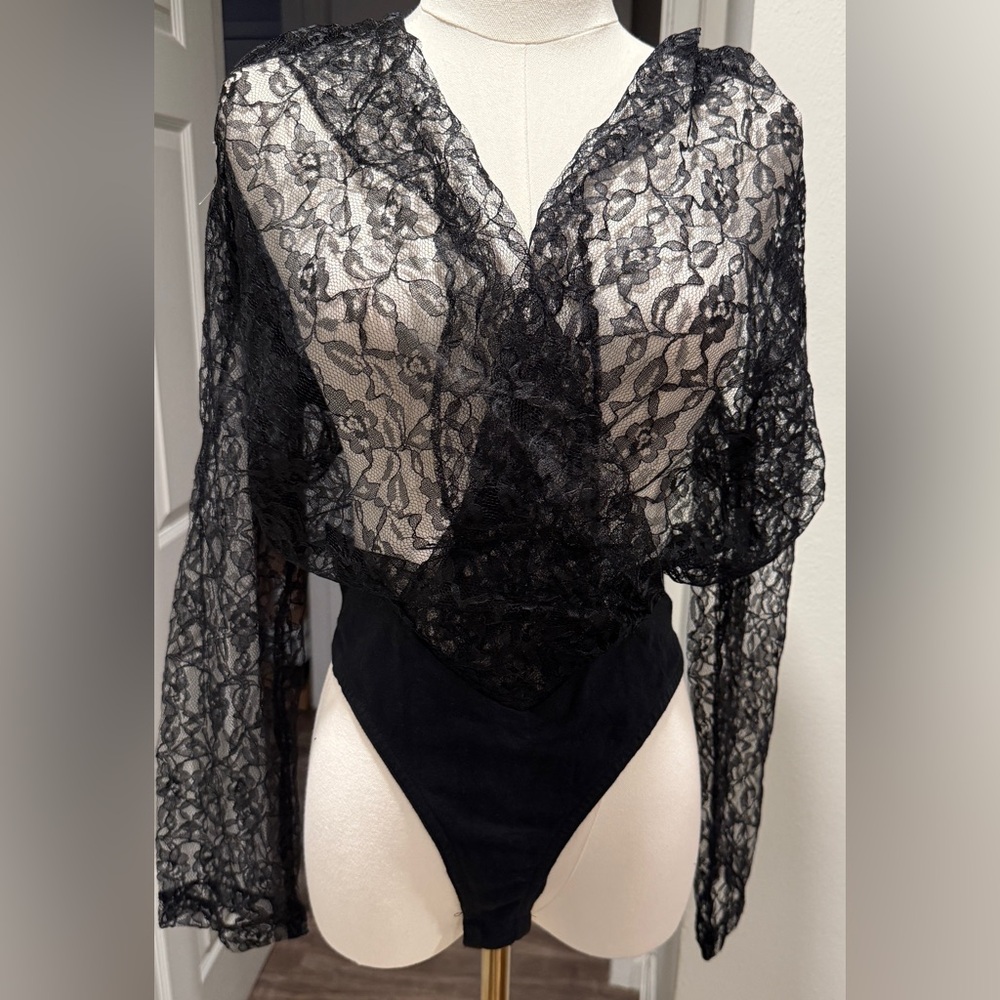 Marc New York by Andrew Marc Black Lace Bodysuit – Size M (NWT, MSRP $129)
